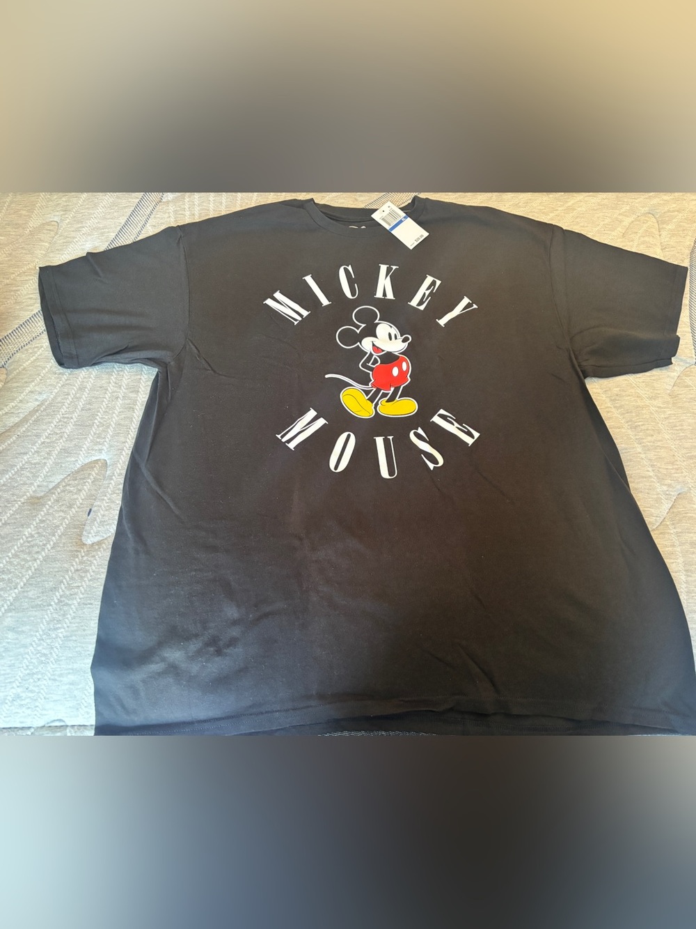 Disney Black Mickey Mouse Graphic Tee with Red & Yellow Accents